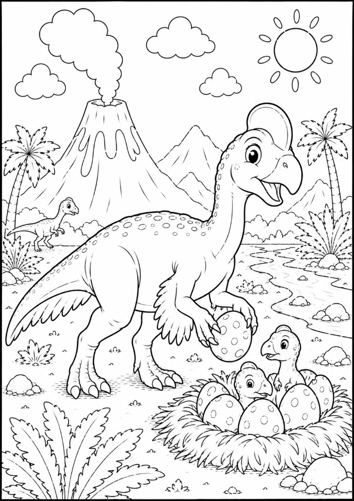 Exemplo: dinossauro com ovos