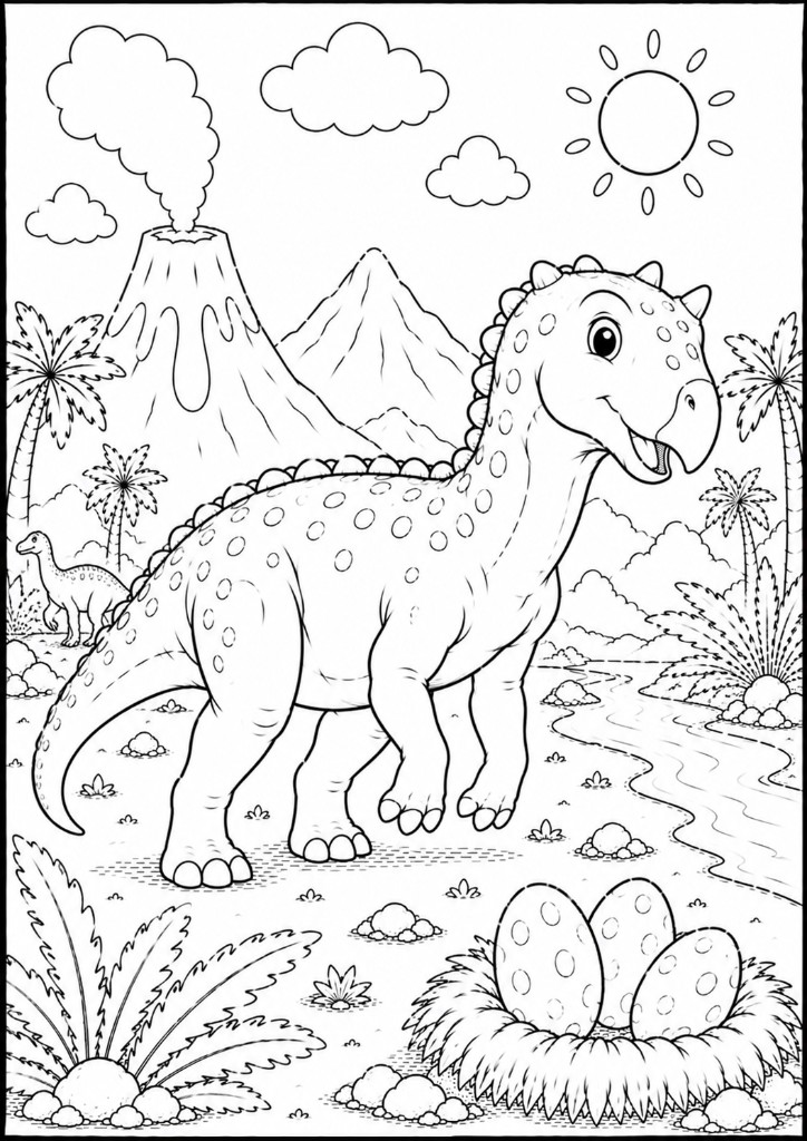 Exemplo: dinossauro com ninho